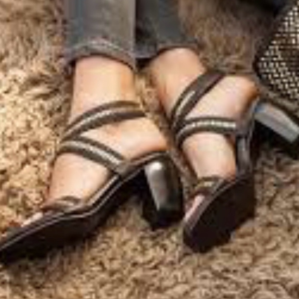 Calleen Cordero Mesa Coastal Cowgirl Boho Studded Luxury Wooden Heel Sandals 7.5 - Picture 2 of 10